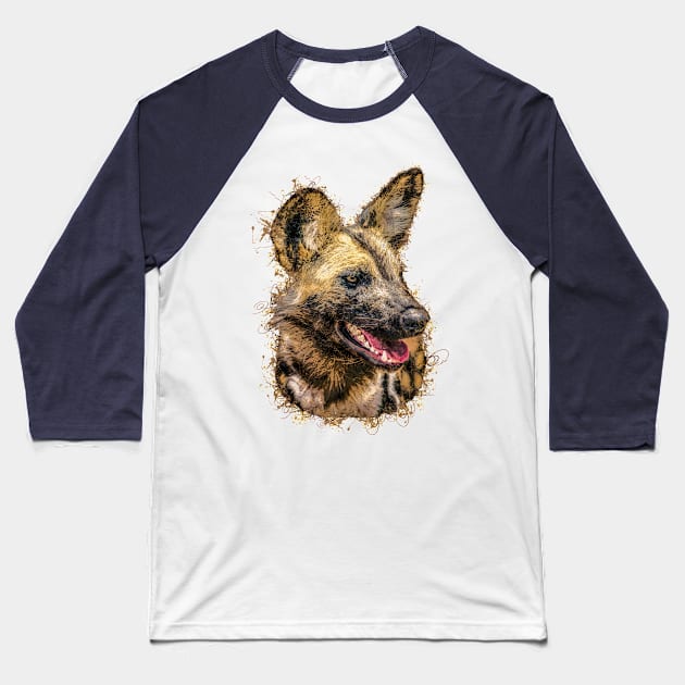 Painted Wolf with Paint Splatter Artwork Baseball T-Shirt by scotch